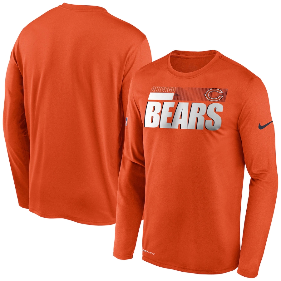 Men's Chicago Bears 2020 Orange NFL Sideline Impact Legend Performance Long Sleeve T-Shirt